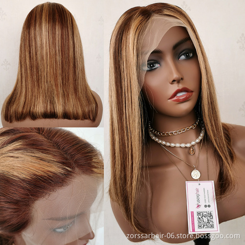 Usexy Ombre Human Hair Wigs,8-16inch Honey Blonde Highlight Bob Wigs Human Hair Lace Front wig,Virgin Hair Wigs For Black Women